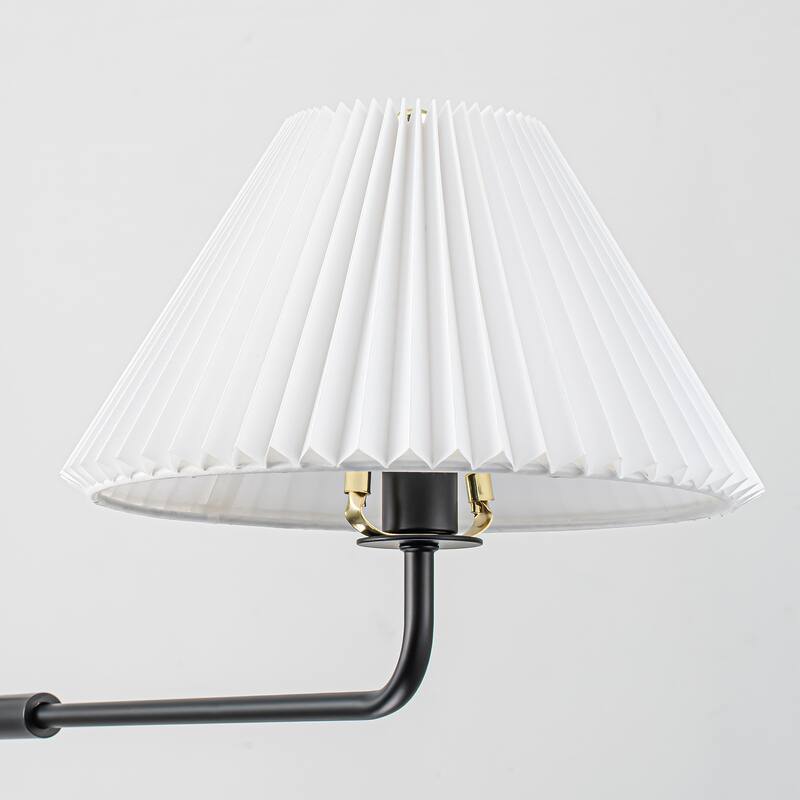 2-Light Modern Gold & Black Linear Pleated Fabric Pendant Kitchen Island Light