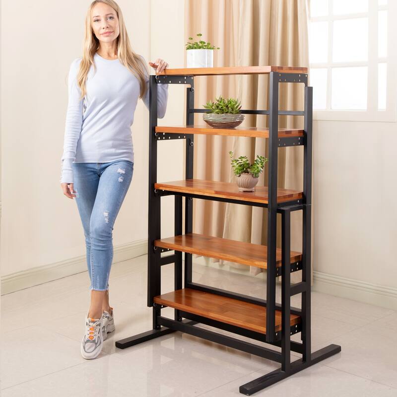 Wooden Multifunction Convertible Dining Table,Free Switch Space Saving Table Shelf