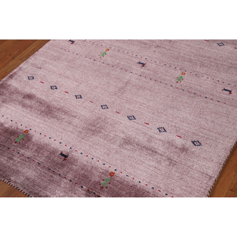 Little Animals Gabbeh Indian Rug Hand-Knotted Wool Carpet - 3'11" x 5'9"
