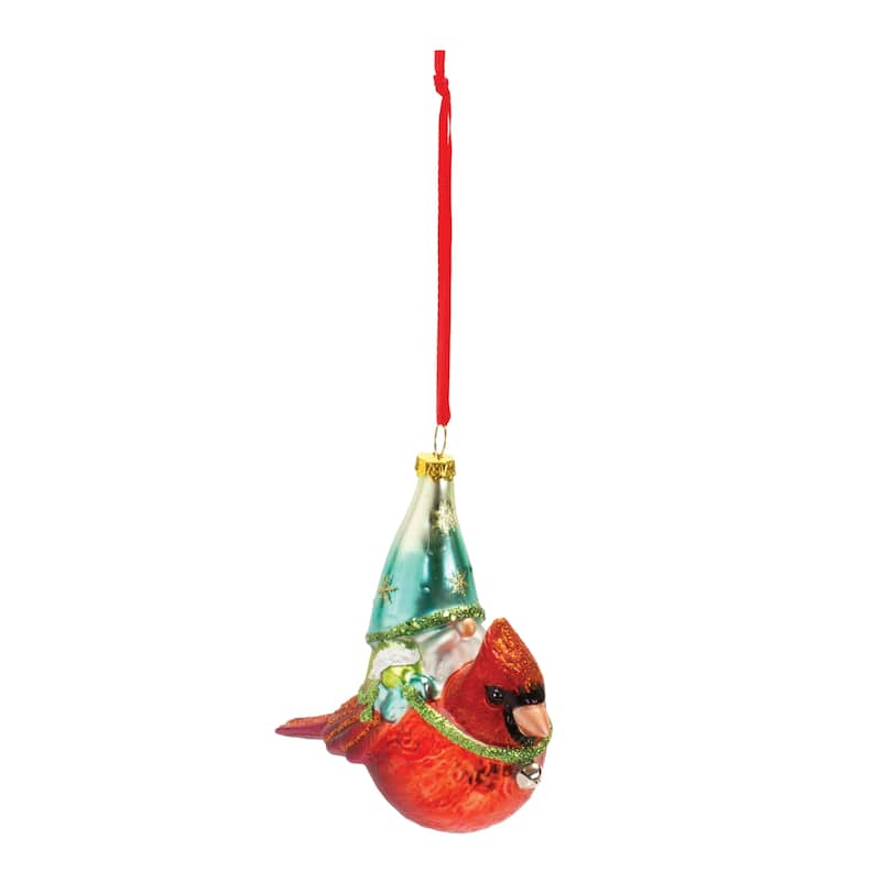 6ct Gnome and Cardinal Christmas Ornaments 4.5"