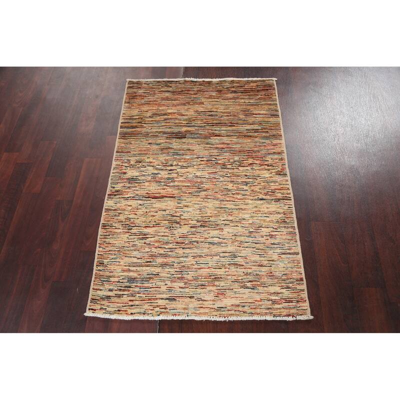 Striped Modern Gabbeh Kashkoli Oriental Area Rug Wool Handmade Carpet - 2'8" x 4'1"