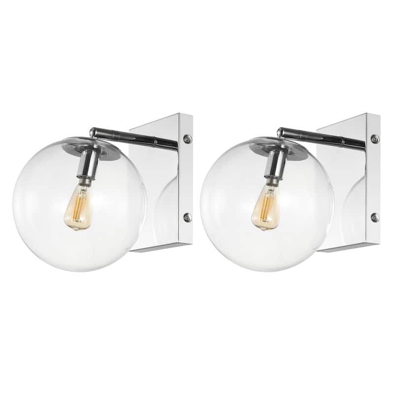 SAFAVIEH Lighting Suada 9-inch Glass Orb Wall Sconce with Bulbs (Set of 2) - 8.5 In. W x 7 In. Dx 8.5 In. H - 9Wx7Dx9H