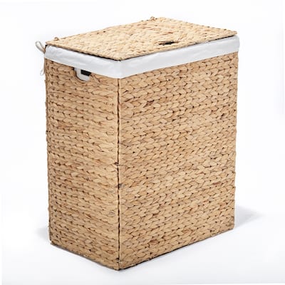 Seville Classics Hand-Woven, Water Hyacinth Portable Hamper