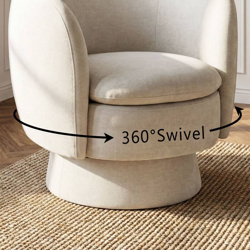 Upholstered Swivel Barrel Accent Chairs(Set of 2)