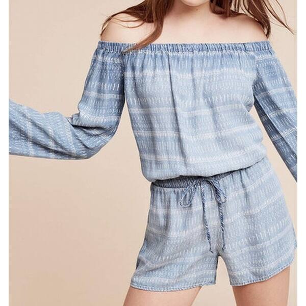 Shop Cloth Stone New Blue Printed Women S Large L Off Shoulder