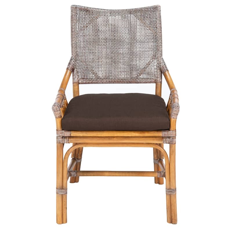 SAFAVIEH Azrielle Coastal Rattan Cushion Chair - 22" W x 24" L x 37" H - 22"W x 24"D x 37"H