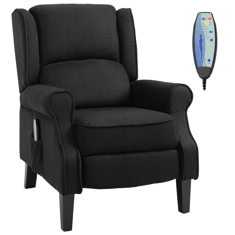 Linen Upholstered Recliner Sofa with Heat & Dual Massage Motors, Manual Reclining & Remote Control