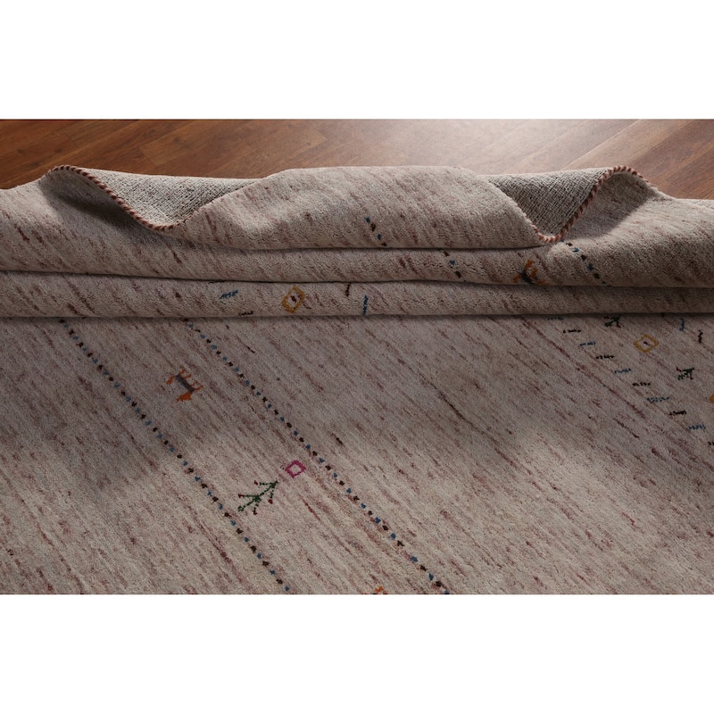 Hand Knotted Oriental 100% Wool Carpet Tribal Animal Pictorial Pink Gabbeh Area Rug - 11' 5'' X 8' 9''