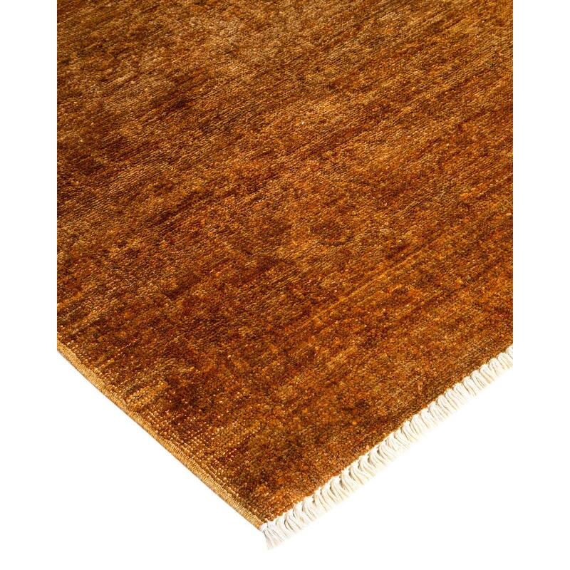 Overton Hand Knotted Wool Vintage Inspired Modern Contemporary Overdyed Gold Area Rug - 8' 1" x 9' 7"