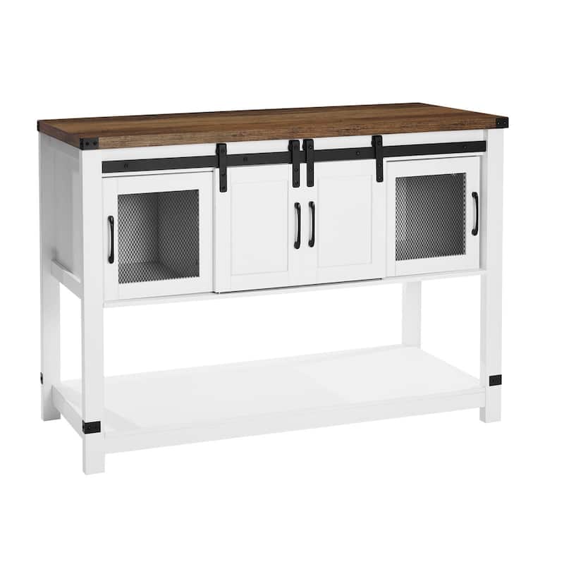 Coffee Bar Cabinet 4-Tier Coffee Bar Table with Barn Doors for Living Room - Multi