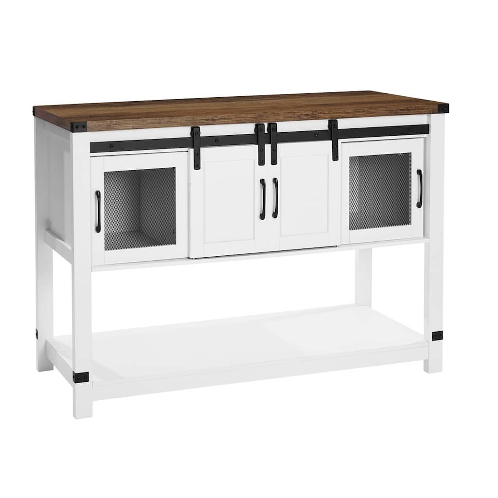 Coffee Bar Cabinet 4-Tier Coffee Bar Table with Barn Doors for Living Room - Multi