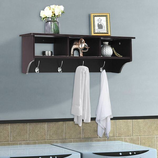 Gymax 31 5 L Hallway Coat Rack Storage Shelf Wall Mount Cubby Overstock 27799524