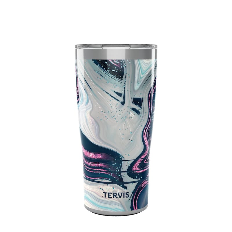 Tervis Traveler Purple Teal Marble Triple Walled Insulated Travel Tumbler, Stainless Steel - 20oz - 20oz