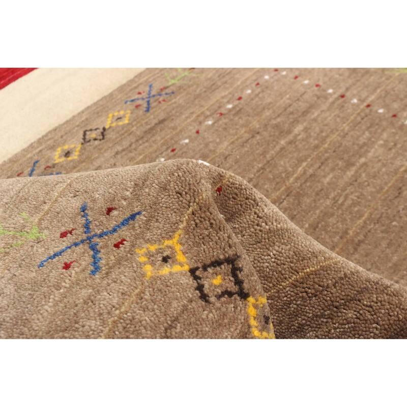 ECARPETGALLERY Hand Loomed Kashkuli Gabbeh Brown Wool Rug - 3'2 x 4'9