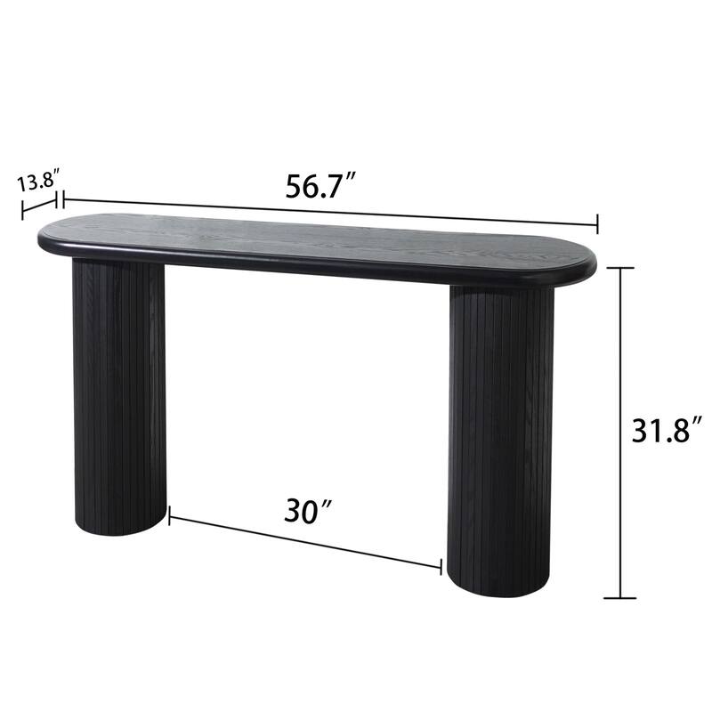 60" Wood Modern Console Table - Ribbed Legs & Minimalist Design For Living Room