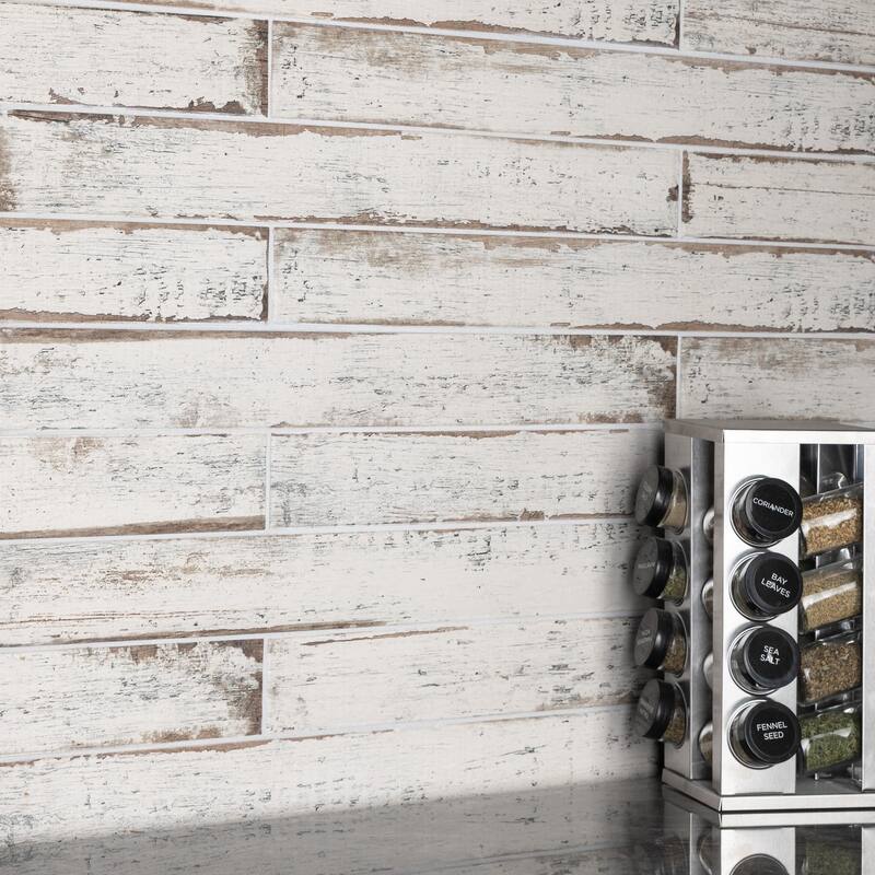 Merola Tile Retro Blanc 2-3/4" x 23-1/2" Porcelain Floor and Wall Tile