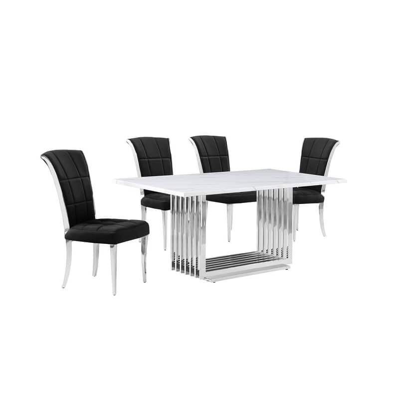 Best Quality Furniture D310/1-SC320-7 Dining Set with 68" White Marble Top
