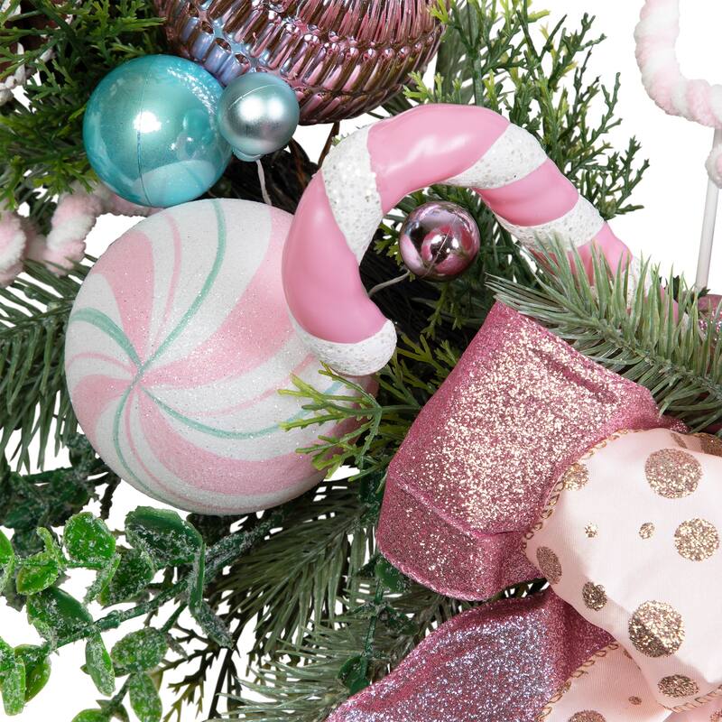 Pastel Nutcracker and Ornaments Artificial Pine Christmas Wreath - 24" - Unlit