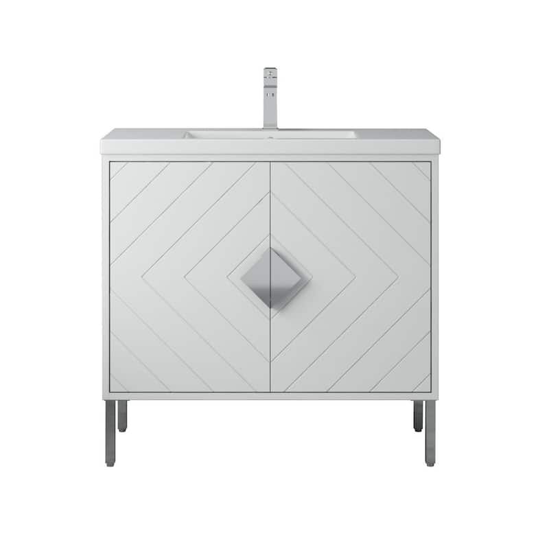 36" Tennant Brand Modern Style White Eileen Bathroom Sink Vanity - White - Painted - Single Vanities