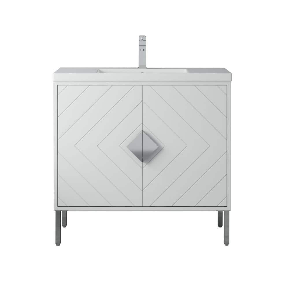 36" Tennant Brand Modern Style White Eileen Bathroom Sink Vanity