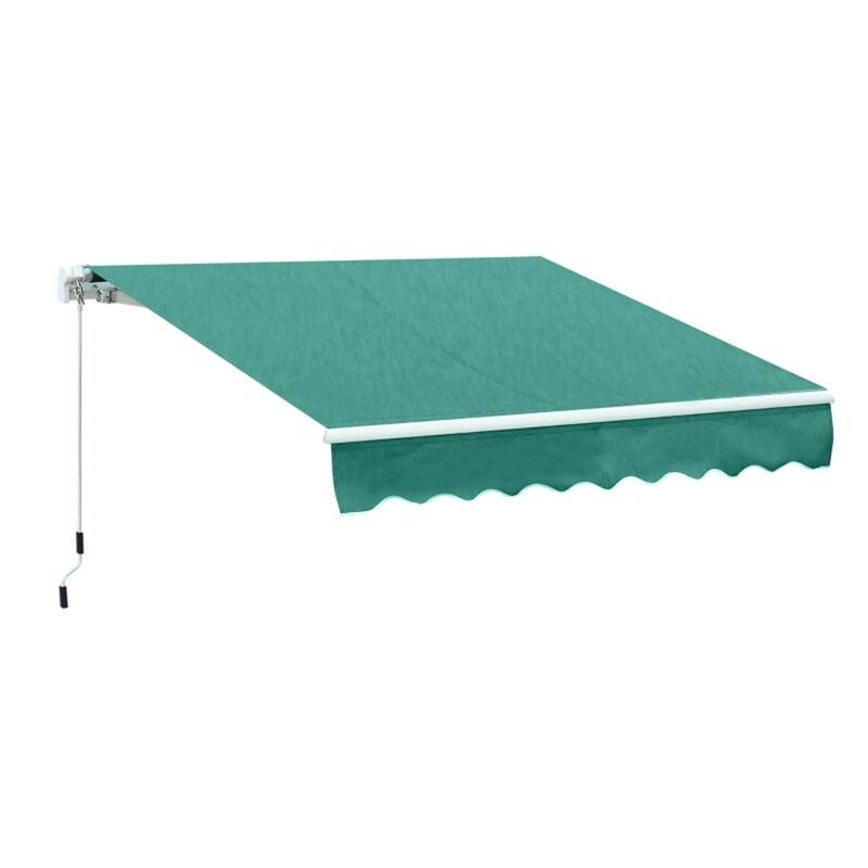 Retractable Patio Polyester Awning with Adjustable Handle and UV Rain Protection for Patio or Balcony - 116.25" W x 96.5" D