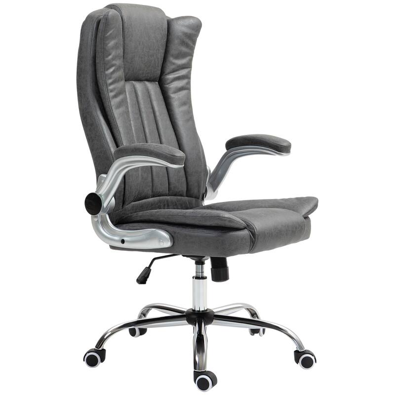Ergonomic Chair Upholstered Chair with Flip Up Armrests, Executive Office Chair Swivel Reclining Chair