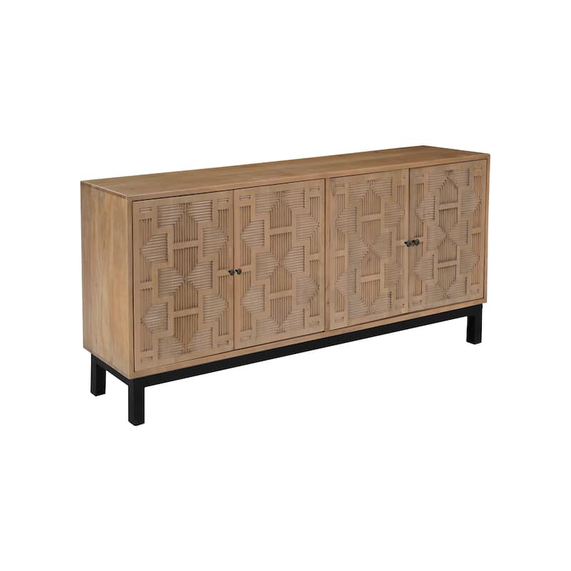 Ava 4-door Carved Solid Wood Sideboard - Brown