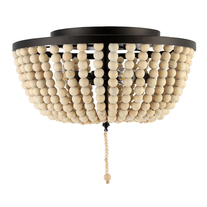 Allie Wood Beaded/Metal LED Flush Mount, by JONATHAN Y
