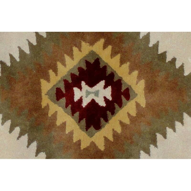 Hand Tufted Southwestern Non Skid Stain Resistant Area Rug - 96' X '60' X '0.5