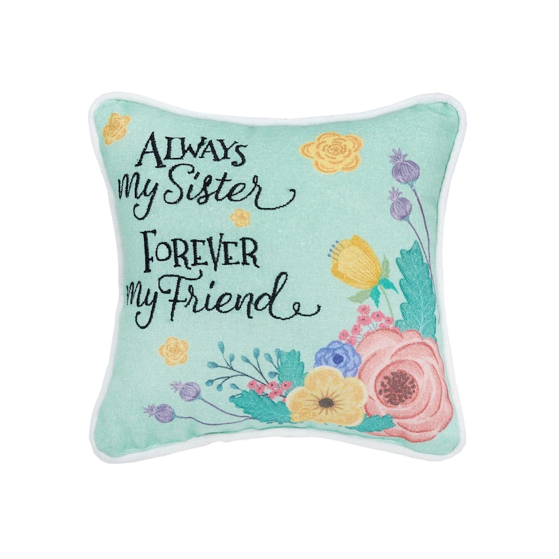 Always My Sister Printed and Embroidered Throw Pillow Cotton Decorative Decor