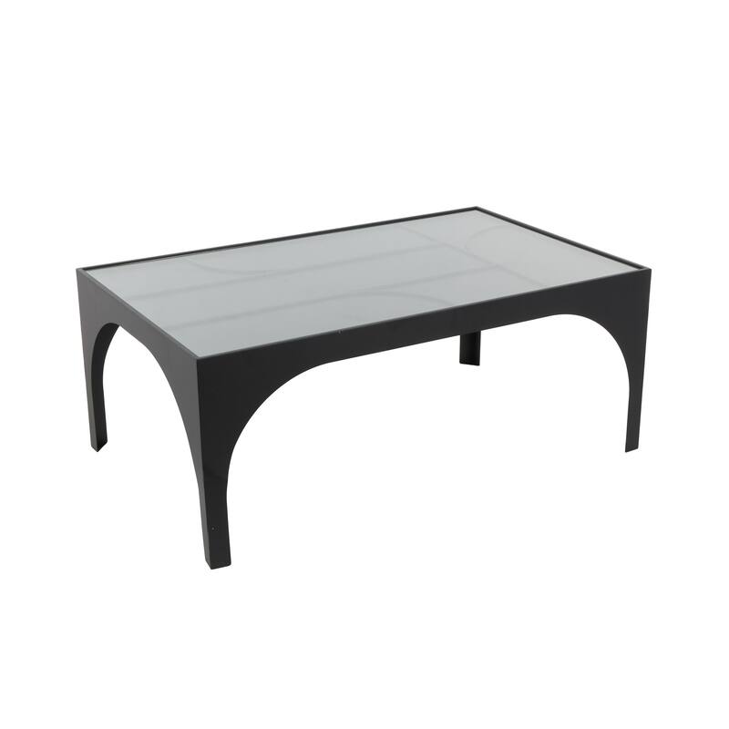 Metal Geometric Accent Table with Glass Top - Black - Roche River Decor