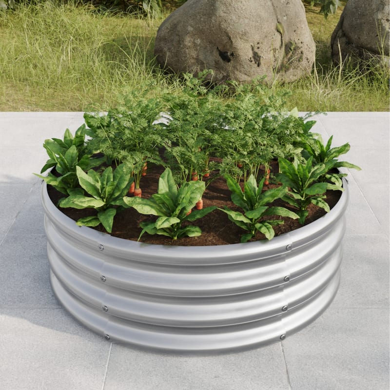 11.4" tall round raised garedn bed, metal raised beds for vegetables, outdoor garden raised planter box