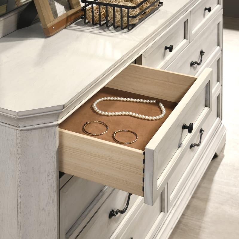 Roundhill Furniture Maderne Traditional Wood Panel Bed with Dresser, Mirror, Nightstand