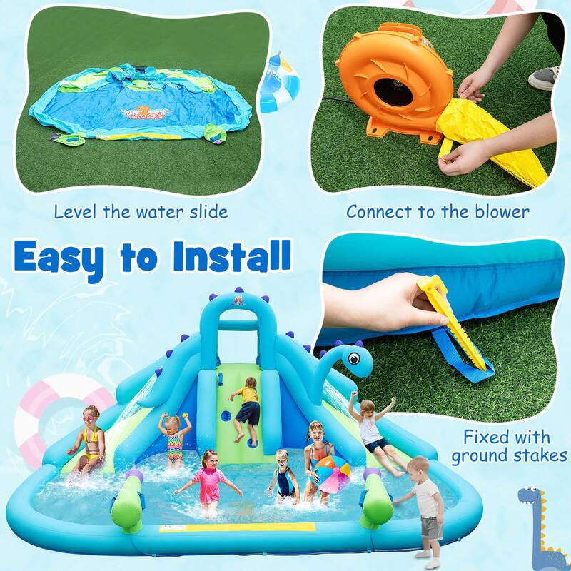 Gymax Inflatable Water Slide Blowup Water Park w/ Dual Slides Without