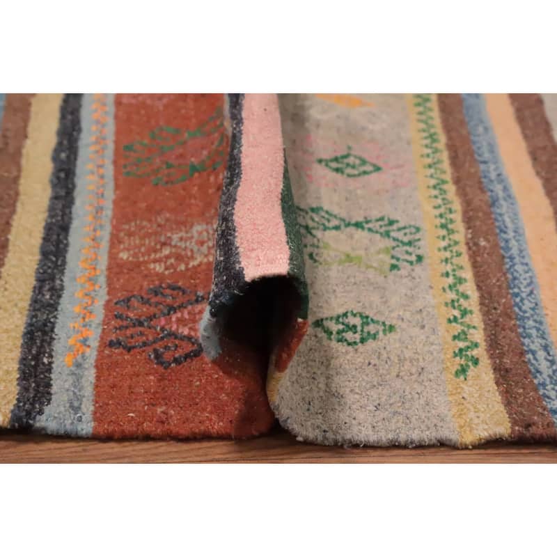 Hand Woven Oriental 100% Wool Carpet Southwestern Tribal Multi-Colored Kilim Area Rug - 9' 3'' X 5' 4''