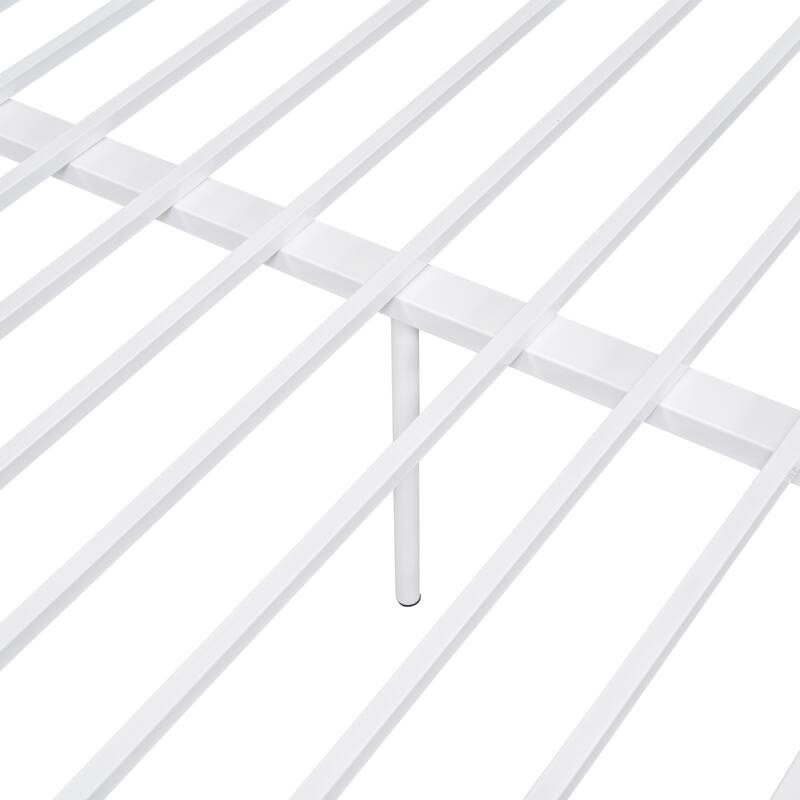 Full XL Over Queen Metal Bunk Bed with Sturdy Iron Frame, White