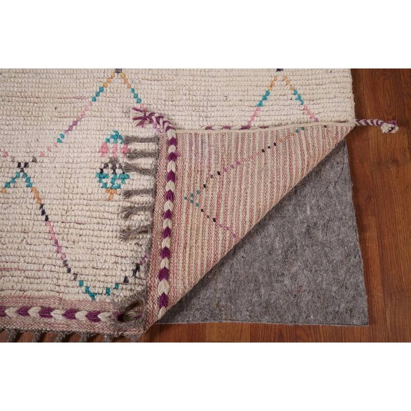Trellis Moroccan Area Rug Hand-Knotted Tribal Wool Carpet - 5'8"x 9'7"