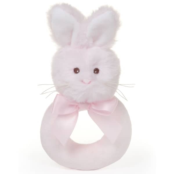 slide 2 of 6, Bearington Baby Lil' Bunny 5.5" Pink Soft Easter Bunny Rattle