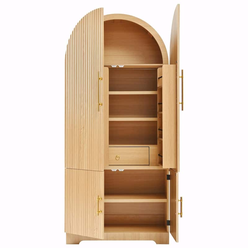 72" Tall Arched Kitchen Pantry Cabinet