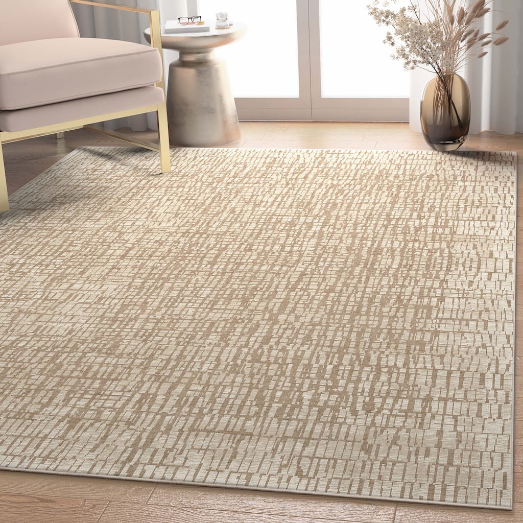 Well Woven Abstract Nightscape Geometric Flat-Weave Area Rug