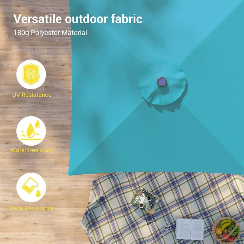 BONOSUKI 6.5x6.5Ft LED Patio Market Umbrella Weather-Resistant Frame