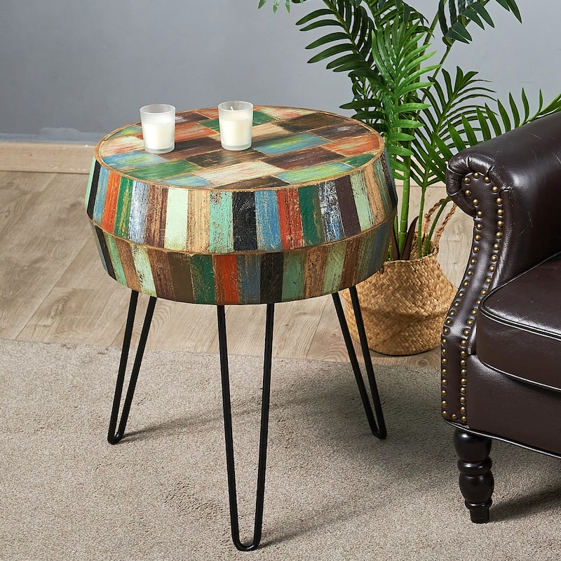 Greenage Reclaimed Wood End Table Living Room Night Stand Use