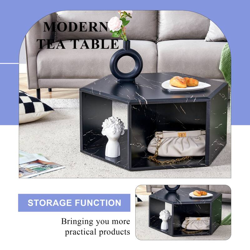 Hexagonal Porous Design Coffee Table Set