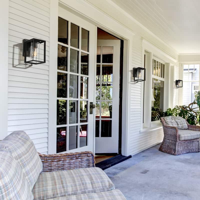 Black Outdoor Garage Lights Wall Lantern Waterproof Sconces - L 5" x W 6.5" x H 9"