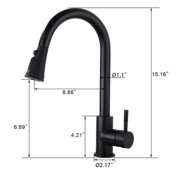 dimension image slide 1 of 2, Proox Commercial Single Handle Pull Down Sprayer Kitchen Sink Faucet with Soap Dispenser