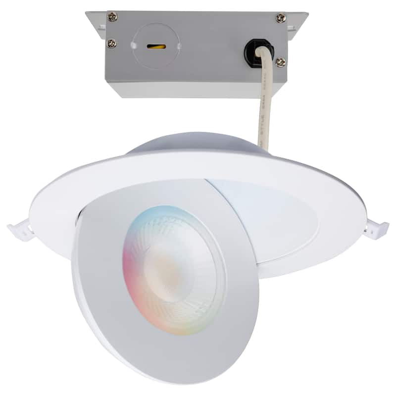 Starfish 15W LED Gimbal Downlight 6 Inch 2700K-5000K RGB Tunable White Remote Driver White - White