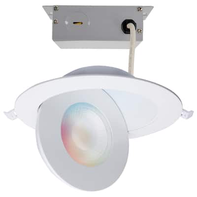 Starfish 15W LED Gimbal Downlight 6 Inch 2700K-5000K RGB Tunable White Remote Driver White