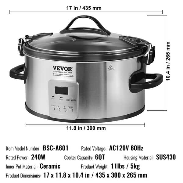 VEVOR Slow Cooker,Pot Digital Slow Cookers with 20 Hours Max Timer,for