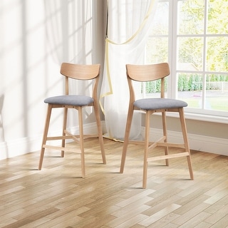 Wooden Bar Chairs Set of 2, Modern Soft Upholstered Kitchen Island ...