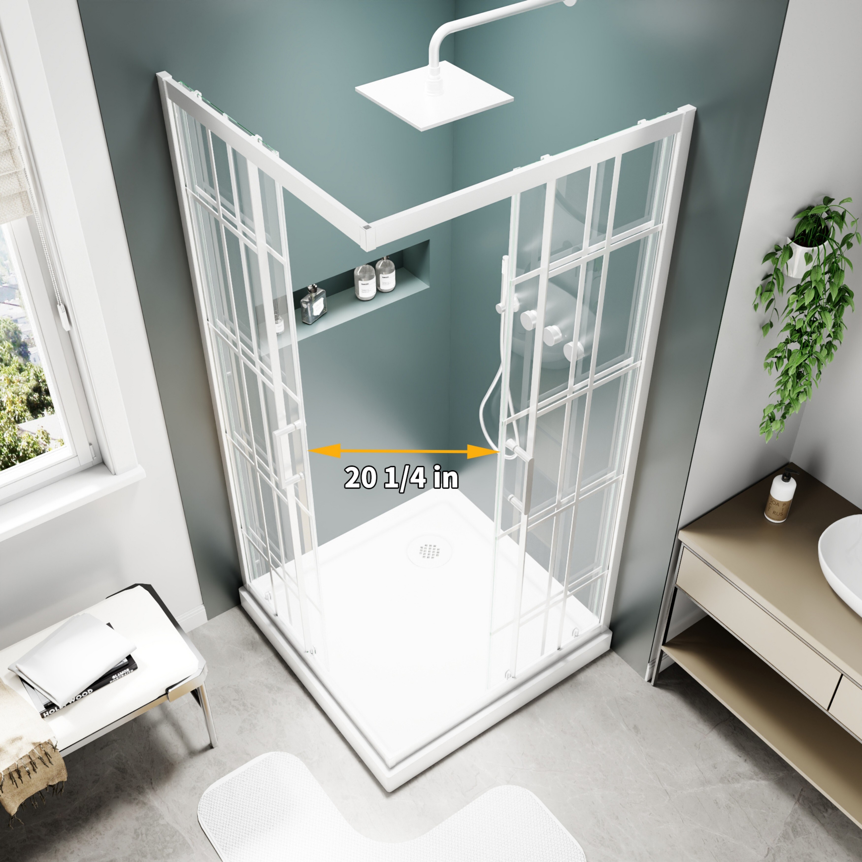 36'' x 71'' Corner Sliding Shower Door - Self-Cleaning Glass